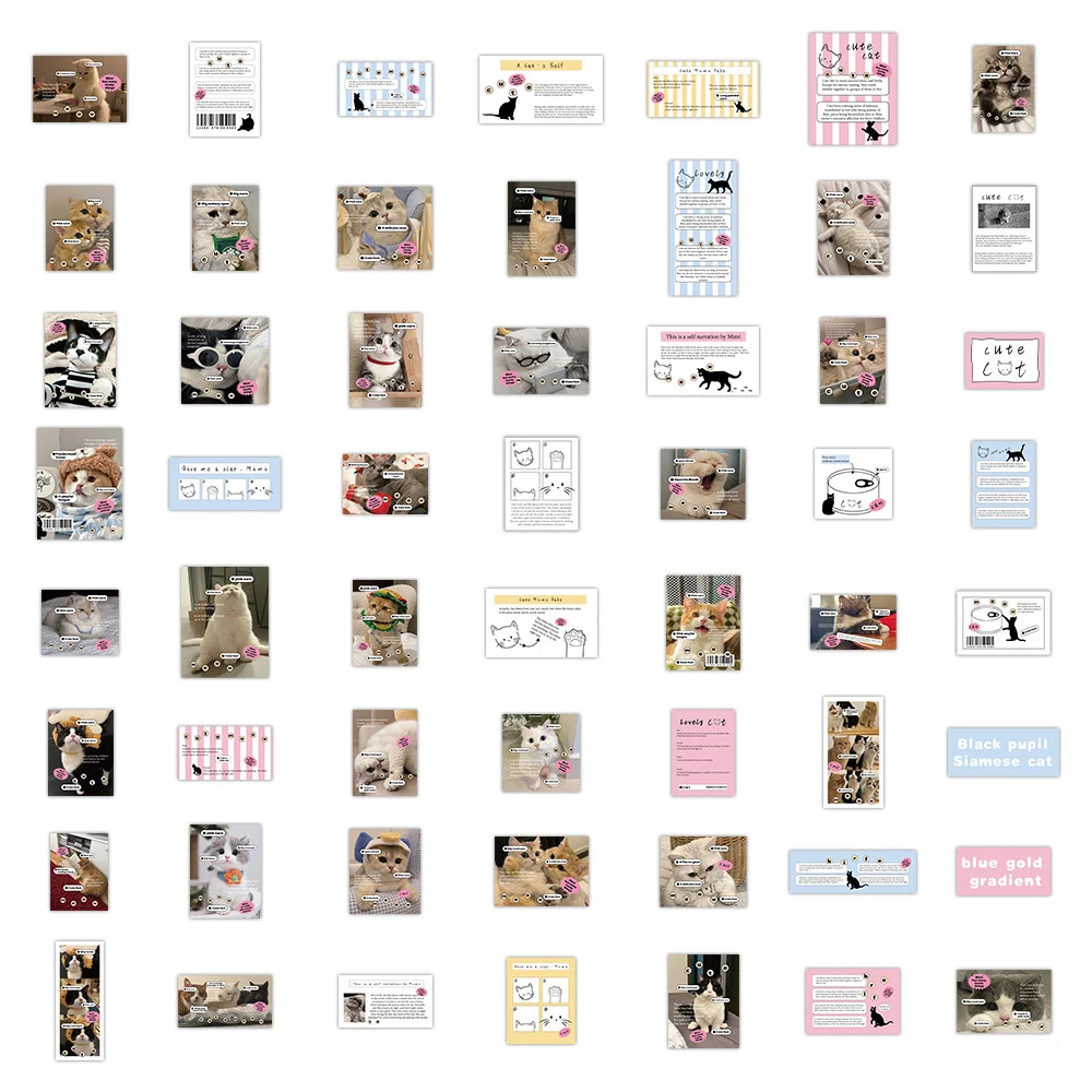 10/30/60pcs Korean Ins Style Cat Meme Stickers Cute Aesthetic Sticker DIY Scrapbook Luggage Phone Case Kawaii Kitten Decals Gift - view 6
