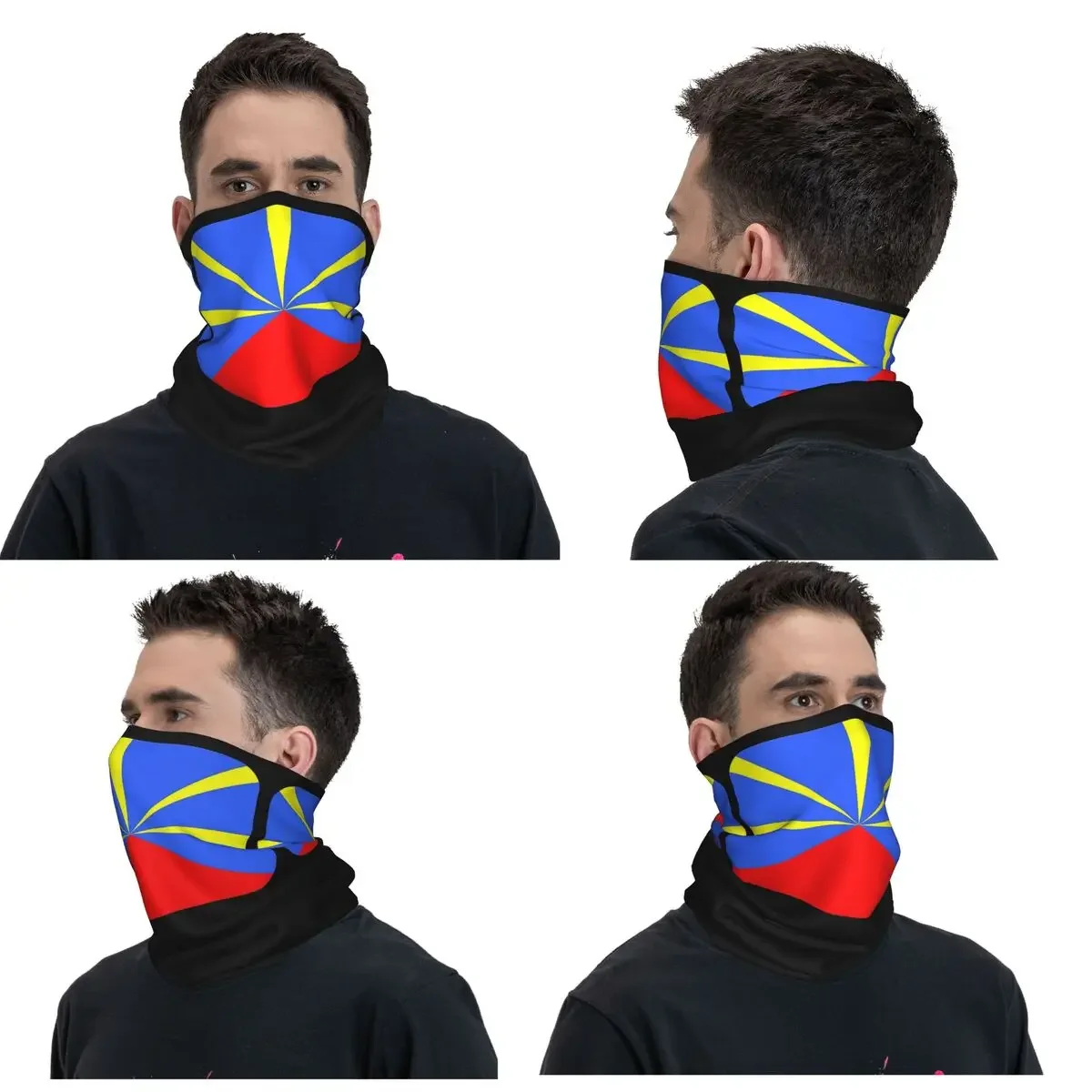 Bandana con bandera de la Isla de la Reunión, cubierta para el cuello, máscara envolvente estampada, bufanda, pasamontañas multiusos para hombres, mujeres y adultos a prueba de viento, 974