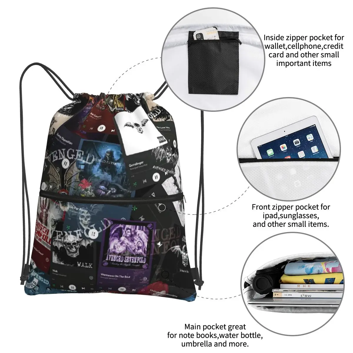 حقائب ظهر انتقيمة سبعة أضعاف متعددة الوظائف محمولة برباط حقيبة رياضية حقائب كتب للمدرسة للرجال والنساء #4