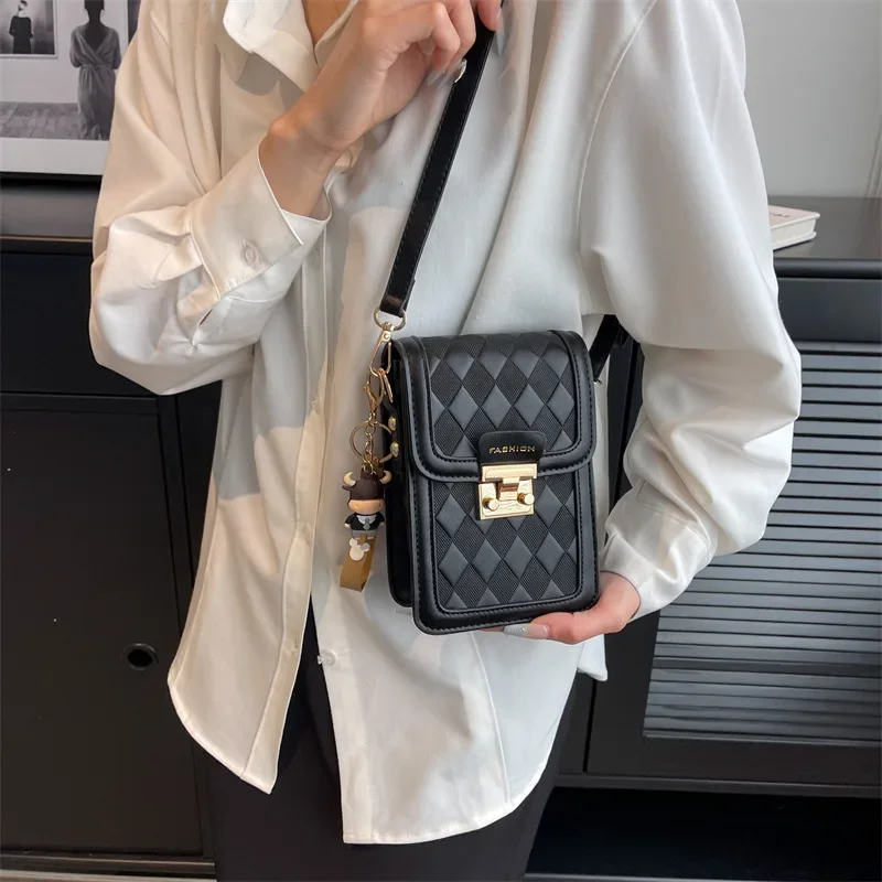 Fashion Retro PU Women\'s Bag High Quality Versatile Small Square Bag Shoulder Bag Street Trend Mobile Phone Bag Crossbody Bag