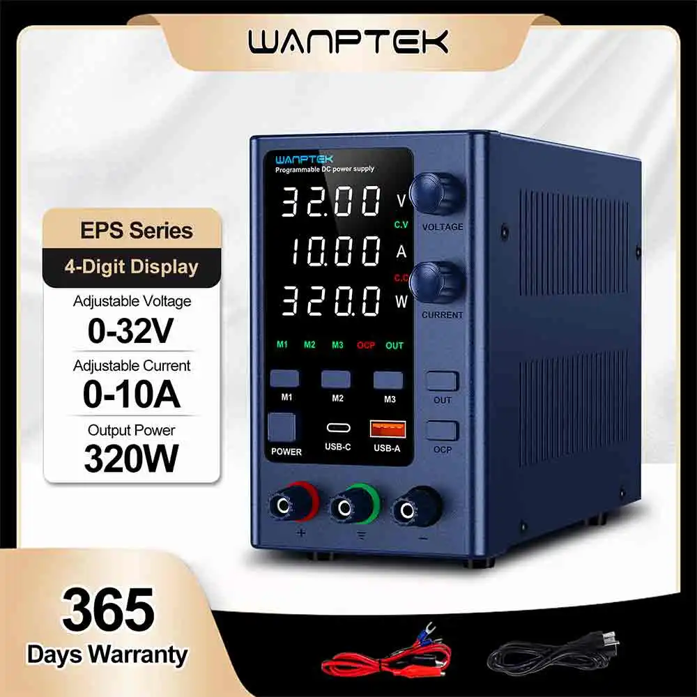 Wanptek 30V 10A DC-voeding 60V 5A 120V 3A Bankinstelbare laboratoriumvoeding Encoder Reguleert spanning en stroom
