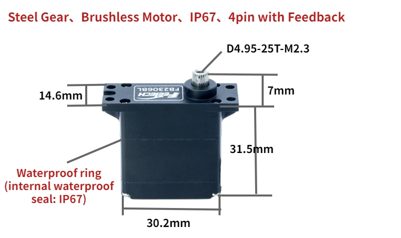 

12V 6kg Digital Servo FB2306BL 6kg Servo for Engine Throttle Switch Drone Agricultural Security UAV Servo