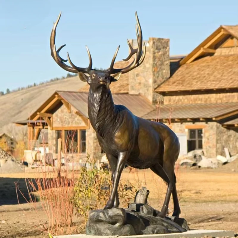 Life Size Outdoor Luxury Deer Statues Bronze Elk Sculpture for Sale