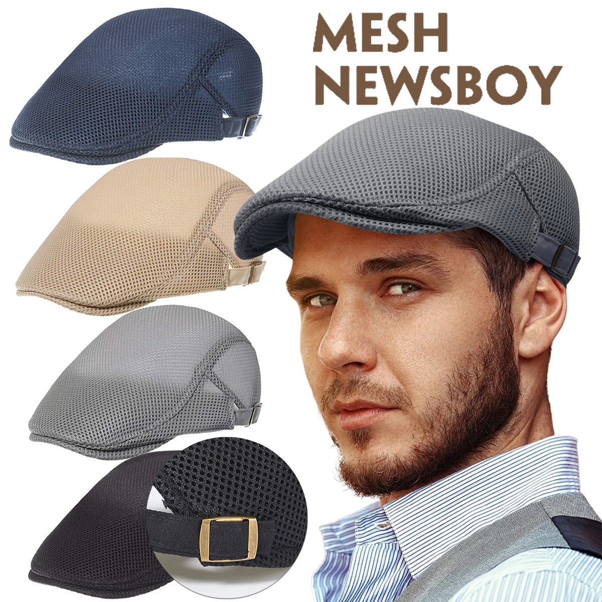 Men\'s Casual Hat Berets Cotton Caps For Spring Summer Autumn Cabbie Flat Cap Breathable Mesh  Beret Ivy Cap Visors