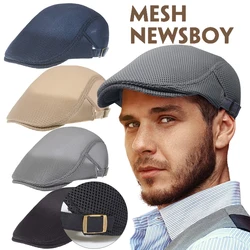 Men's Casual Hat Berets Cotton Caps For Spring Summer Autumn Cabbie Flat Cap Breathable Mesh  Beret Ivy Cap Visors