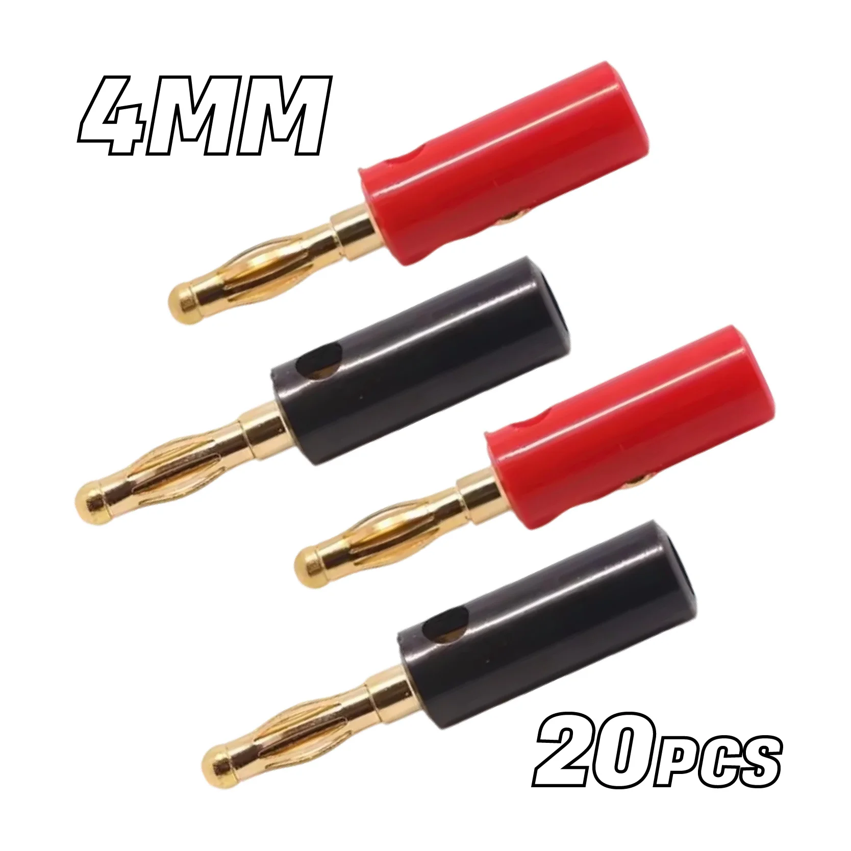 

4Pcs Gold-plating 4mm Banana Lantern Plug Audio Speaker Wire Cable Connector Adapter Black and Red
