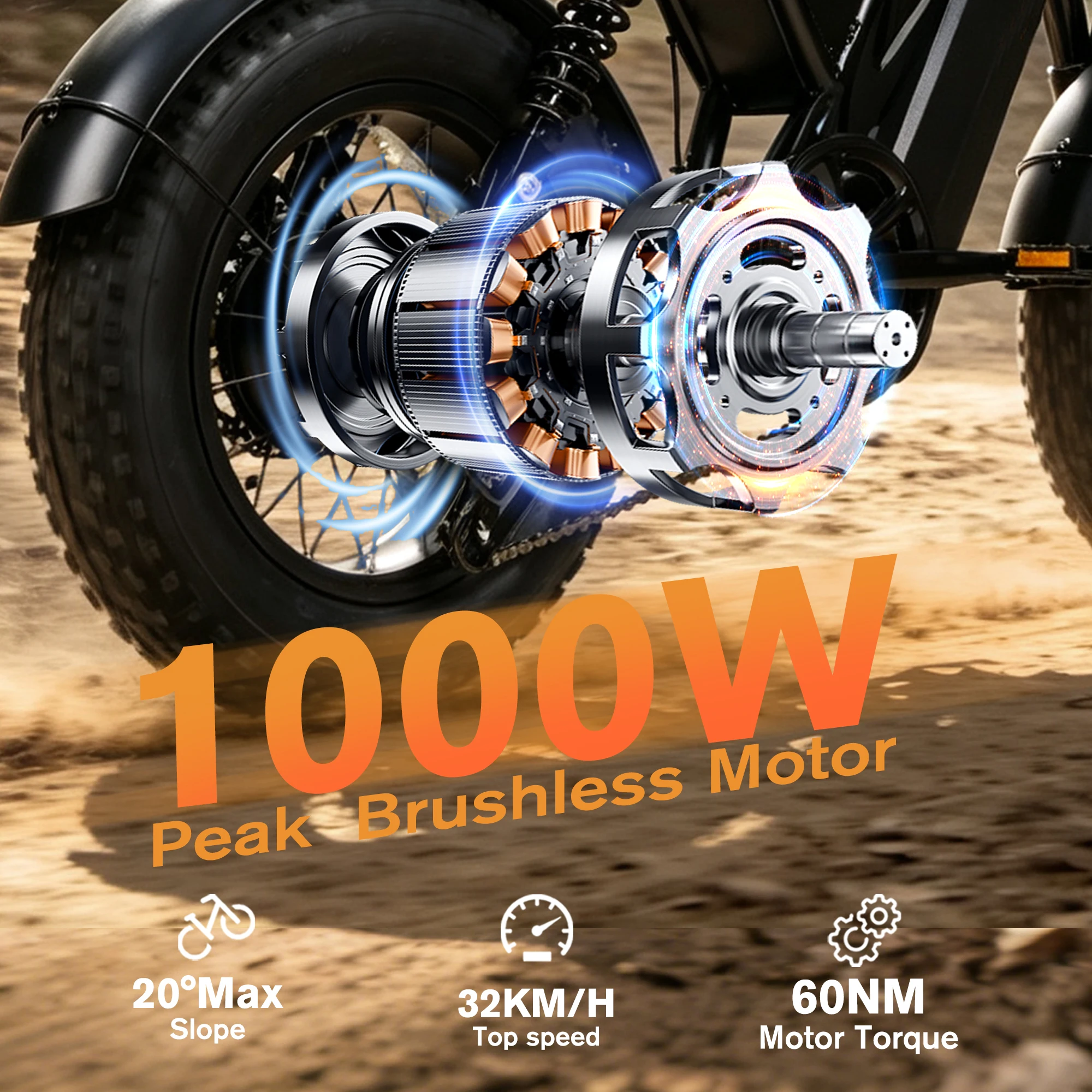 16x4.0 Electric Bike for Adults 1000W Motor Peak, 48V 15.6Ah Removable Battery, 29MPH Fat Tire Off Road Ebike, Up to 65KM Range Bodywel M16PRO