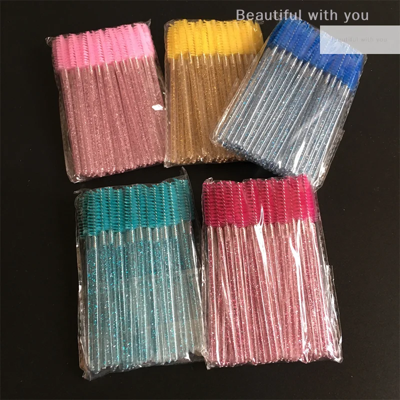 

New style 50Pcs Disposable Crystal Eyelash Brush Eyelashes Lift Lifting Curler Eye Lash Extension Graft Brush Tool Accessories