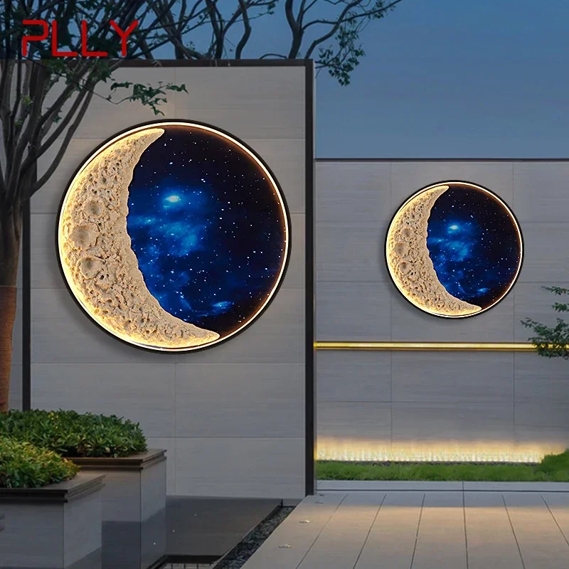 PLLY Solar Outdoor Mural Lamp outer space Creative Circular Landscape Waterproof Mural Villa Courtyard Decoration Paintainting