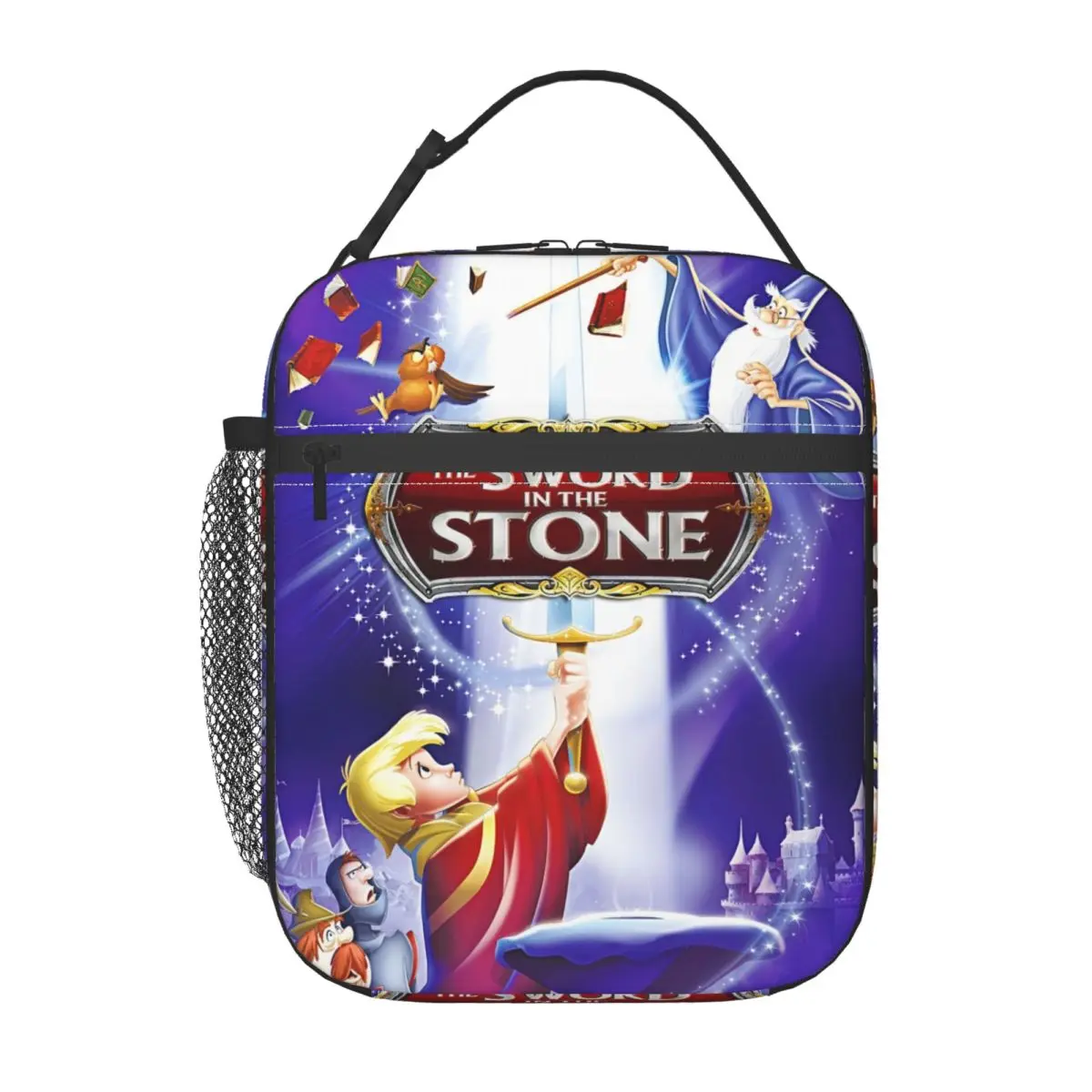 السيف في الحجر أفلام الرسوم المتحركة الحرارية معزول حقيبة الغداء المرأة حاوية الغداء القابلة لإعادة الاستخدام لتخزين المواد الغذائية المدرسية