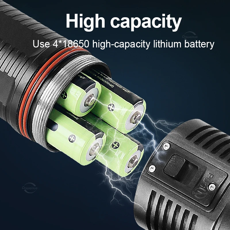 عالية الطاقة عمر البطارية الطويل الغوص مصباح يدوي IPX8 أعلى مقاوم للماء المهنية مصباح غوص بالطاقة لغواصة الصيد