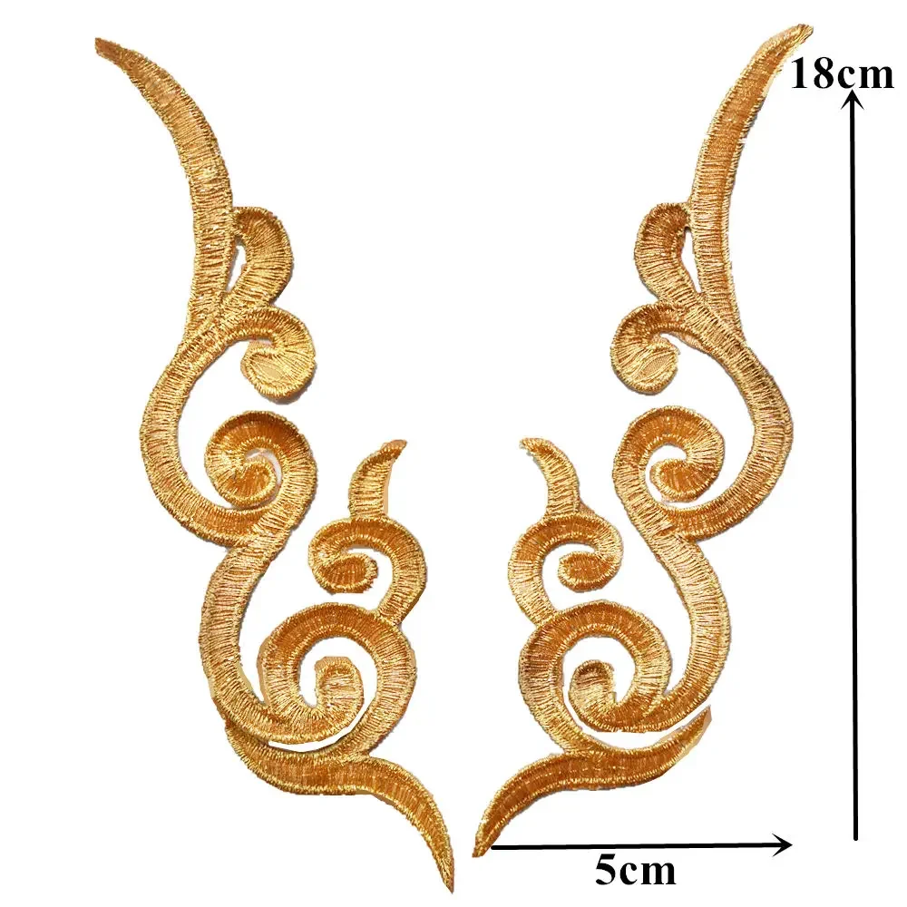 2PCS Gold Silver Black Patches Totem Sew Iron On Badges Embroidered Appliques Gypsy Bohemia For Clothes DIY Craft Decoration