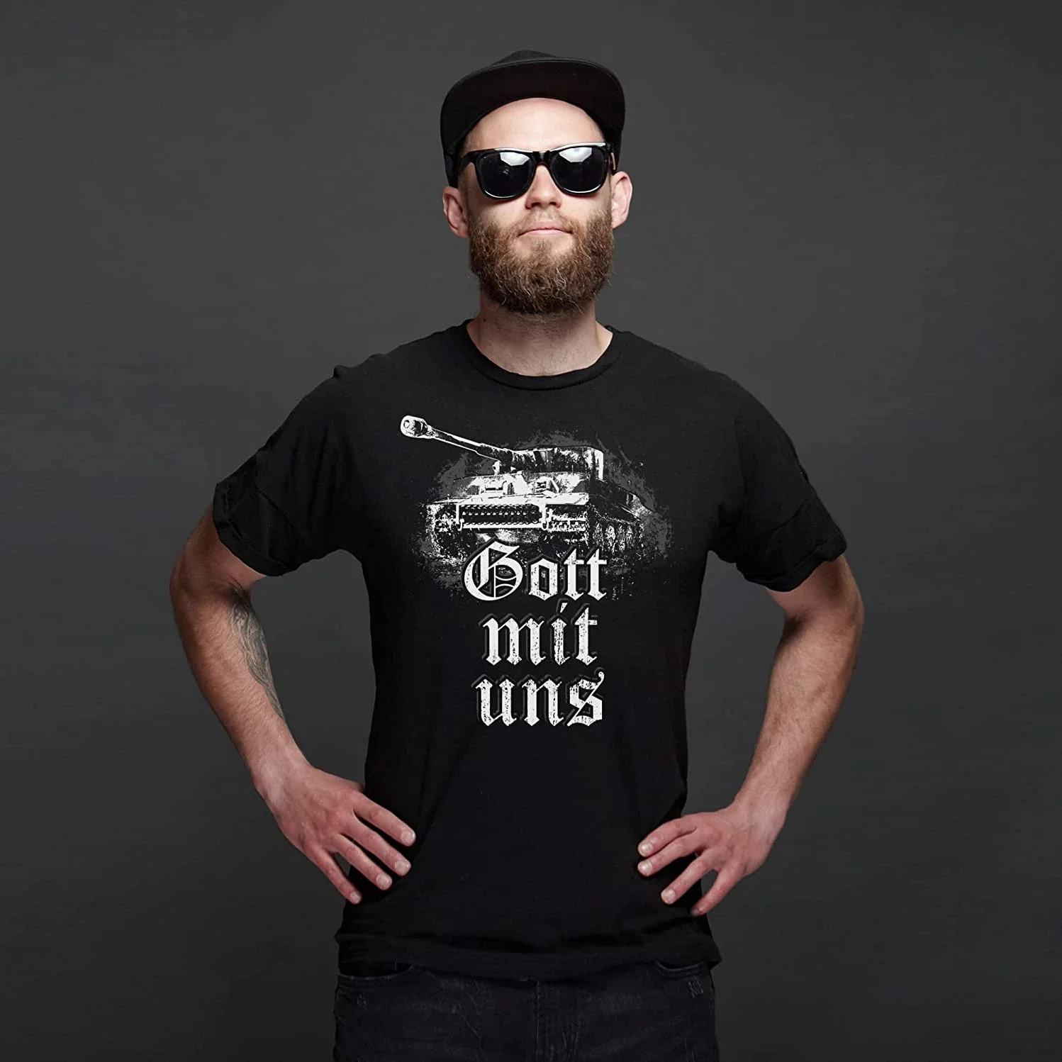 Gott Mit Uns. Wehrmacht Panzer Ⅵ WWII German Tiger Tank T Shirt. Short Sleeve 100% Cotton Casual T-shirts Loose Top S-3XL