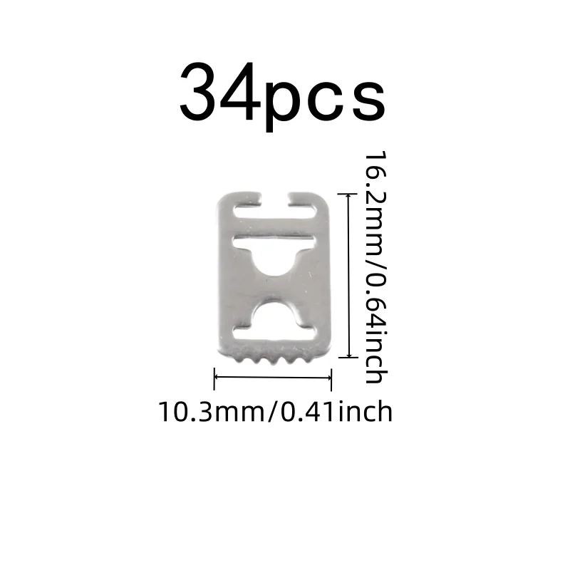 34 pcs Stainless Steel Lace Locks for White Sneaker Style, Easy to Install, Secure Hold on Laces, Multipurpose
