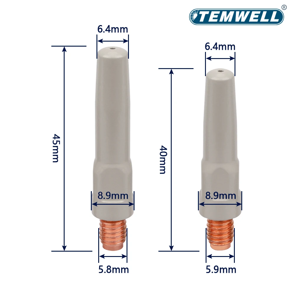 MIG Gas nozzle Tip M6*40MM M8*45MM Non-stick coating purple chrome zirconium Copper 0.8/1.0/1.2MM  for Welding torch conductive