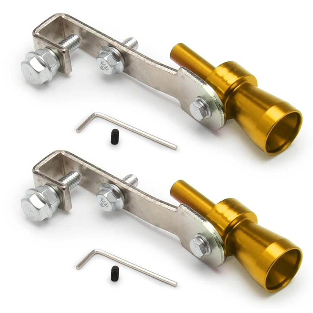 2 × صمام نفخ، صفارة الضوضاء، محاكي كاتم صوت توربو، طرف سيارة XL فضي