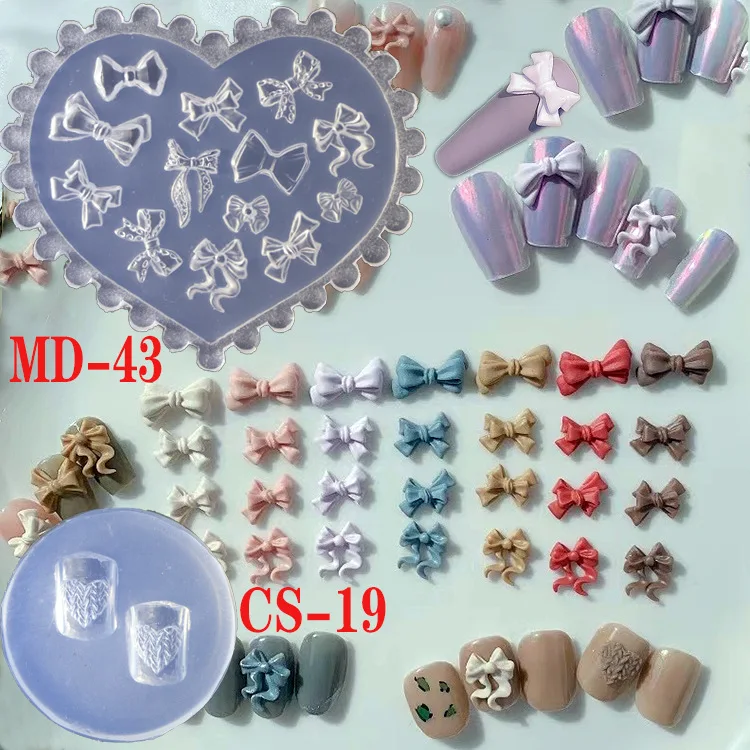 

Nail Art 3D Silicone Engraving Mold Acrylic Template Bow Tie Little bear flower ribbon Diy Three-dimensional Embossed Accessorie