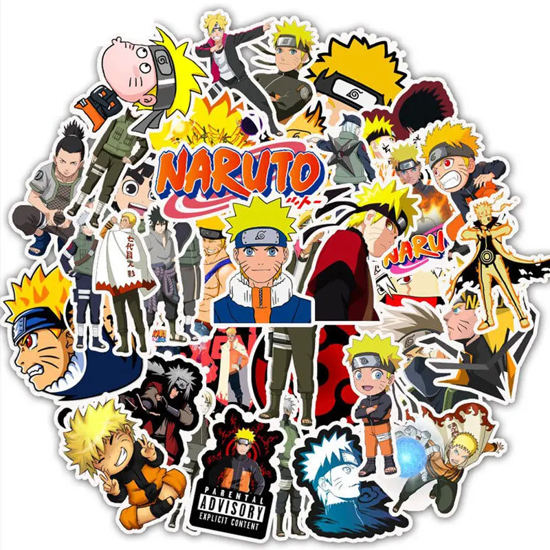 100pcs Anime Naruto Stickers Laptop Skateboard Refrigerator Guitar Doodle Toy DIY Waterproof Stickers