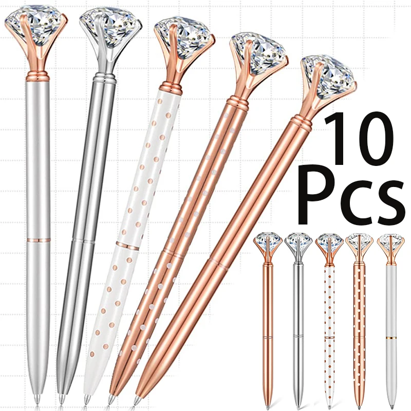 

10Pcs Ballpoint Pens Metal Crystal Diamond Pens for Women Fancy Cute Pens for Girls Office School Supplies Gifts