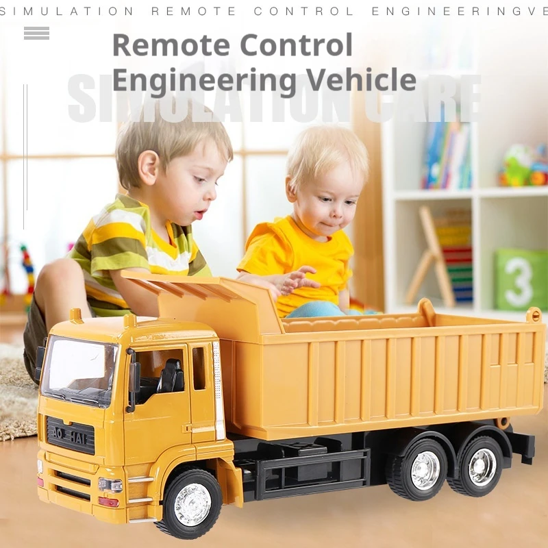 

Универсальный беспроводной электрический самосвал с дистанционным управлением 2.4G, светом и музыкой, имитирующий строительную технику, игрушка для мальчиков и детей
