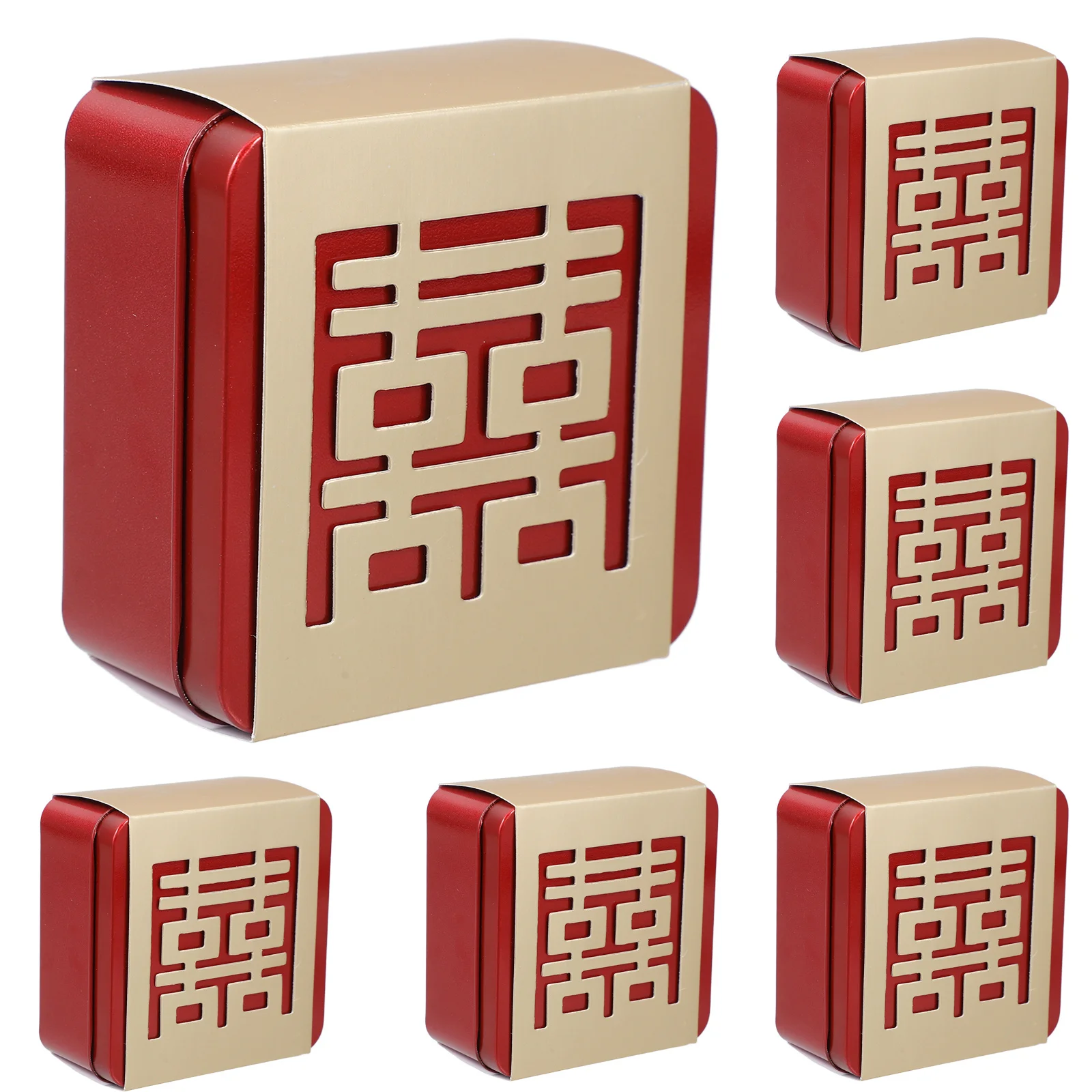 

6Pcs Hollow Out Chinese Wedding Candy Boxes Red Tinplate Square Candy Box Wedding Party Favors Traditional Chinese Decor Gift