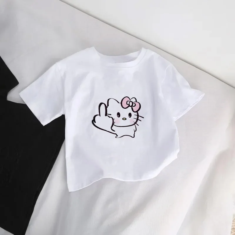 

Funny Hellikittys Kid T-Shirt Cartoons Muscle Tee Shirts Children Anime Kawaii Casual Clothes Short Sleeved Boy Girl Cute Tops