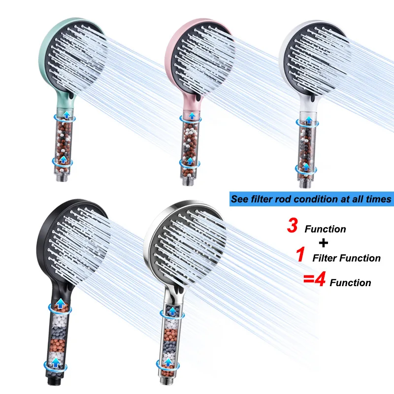 New Home Bathing Shower Head  3 Functions Black Pressurized  Filter