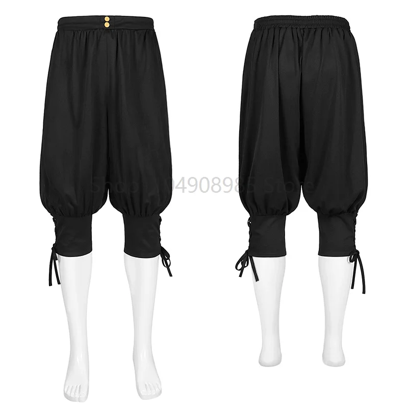 

Loose Pants Medieval Renaissance Lounge Pirate Horseman Costume Viking Black Brown Navigator Leg Bandage Trouser Adult Men