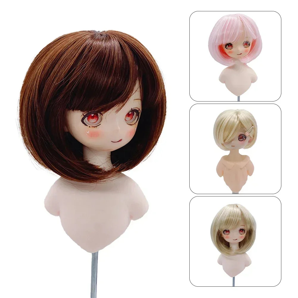 1/3 BJD دمى 22-23 سنتيمتر محيط الرأس الشعر القصير ارتفاع درجة الحرارة الألياف لينة الحرير دمية شعر مستعار متعدد الألوان دمية لدمية Labubu