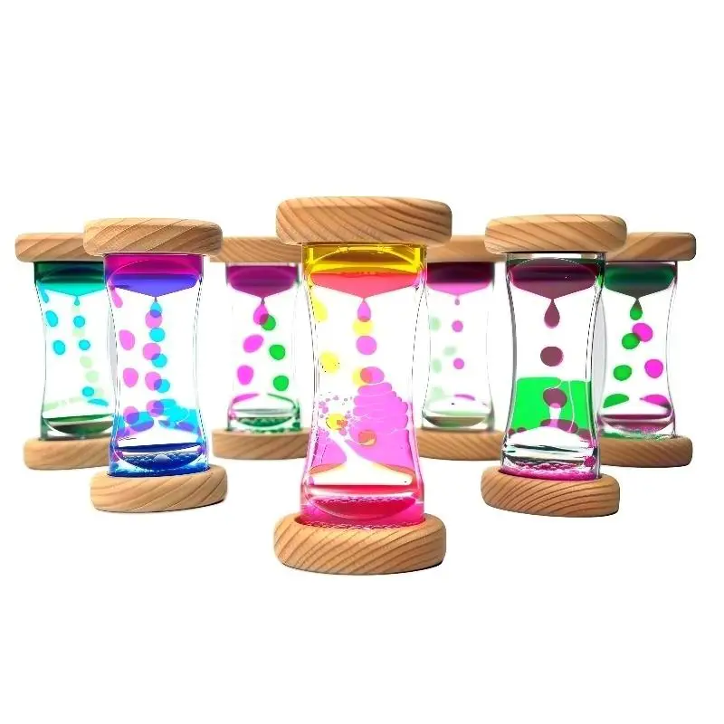 Home Mixed Color Desktop Hourglasses Timer Movement Sensory Toy For Kids Adults Stress Relief Office Decor Liquid Motion Bubbler