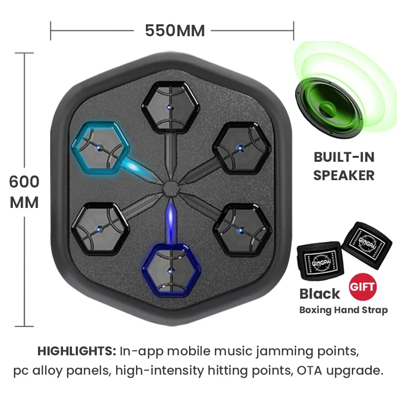 Smart Music Boxing Machine,App Control,Built in Audio System, Made of Durable Material，110V-240V Wall Hang, Children Adult Train