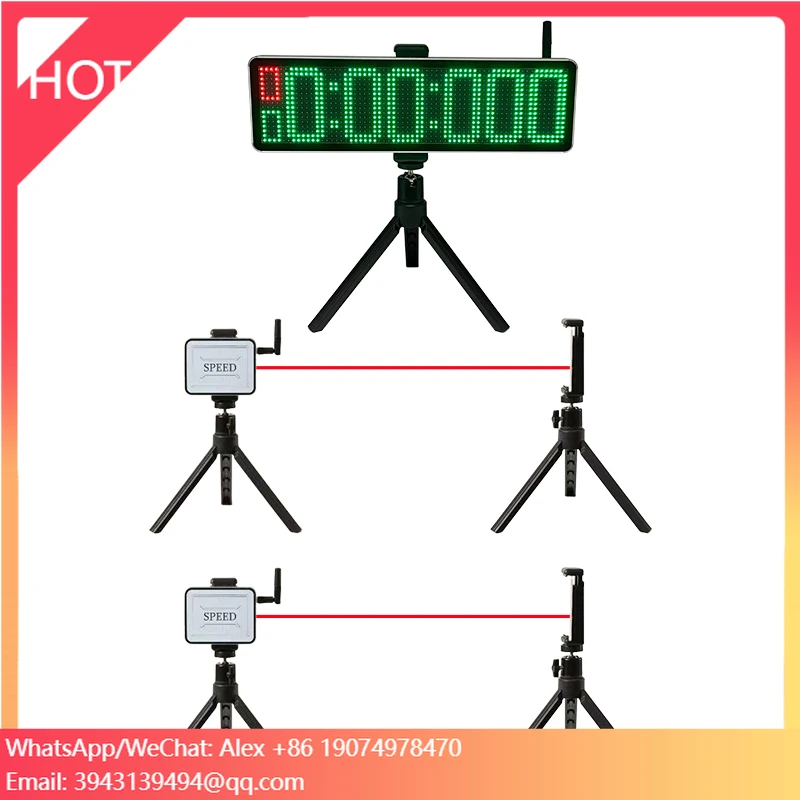 

Беспроводной лазерный LED-таймер со встроенным аккумулятором, электронный секундомер для соревнований по легкой атлетике, конькобежному спорту и тренировок на скоростную подготовку.