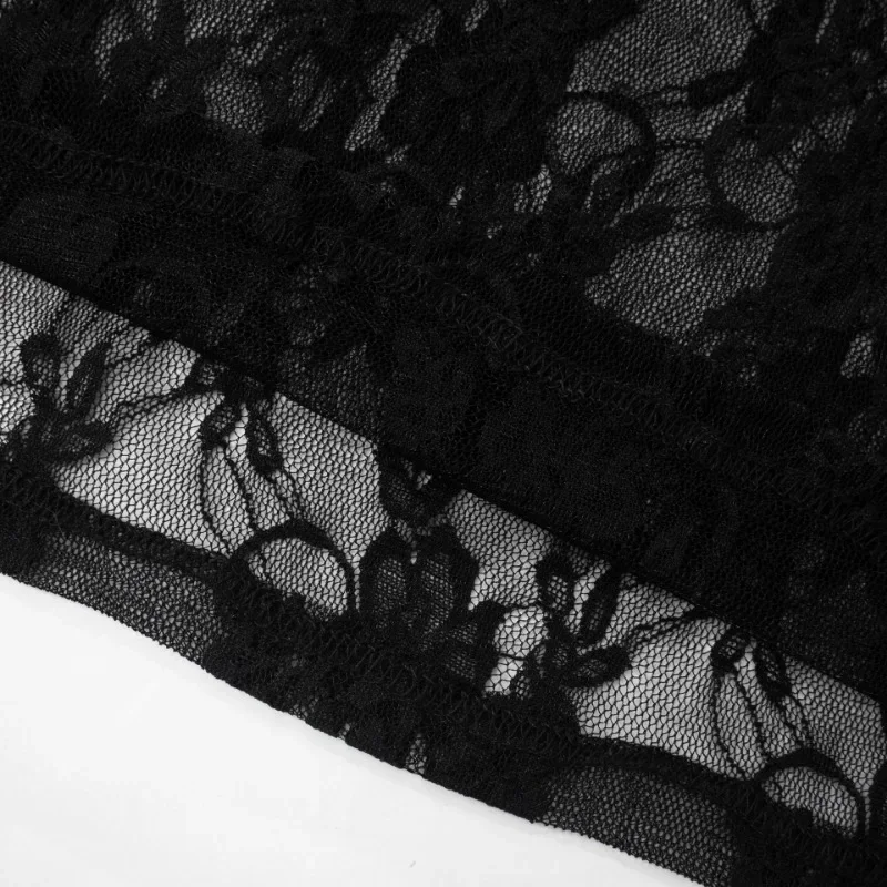 المرأة مثير الأسود المرقعة الدانتيل حللا س الرقبة أكمام عارية الذراعين سليم مضيئة السراويل قطعة واحدة وزرة نادي الحفلات السروال القصير