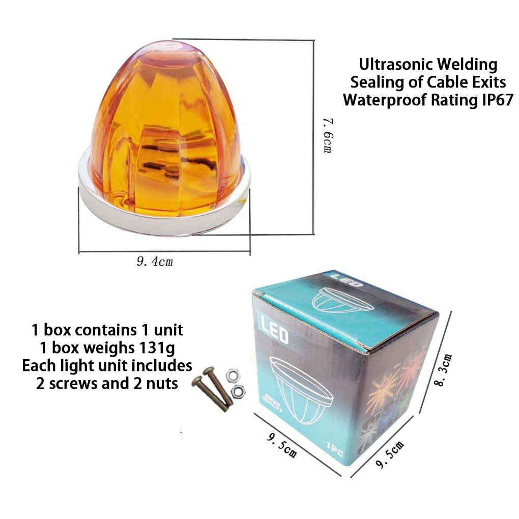 4Pcs Truck Watermelon Lights RVs Waterproof Side Width Indicator Melon Light Modes Side Lamps for Multi Vehicles