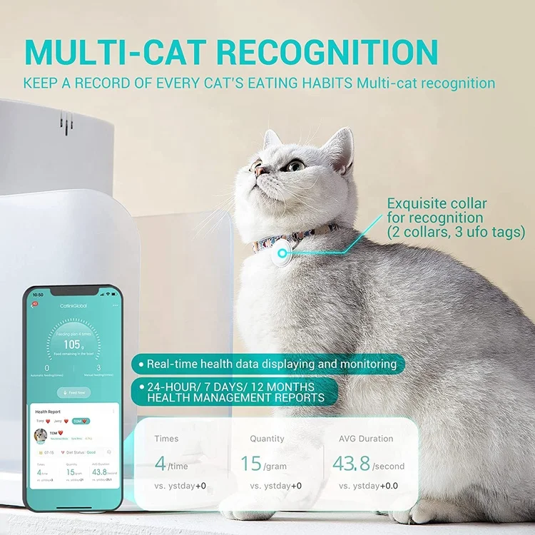 3.5L Multi Cat Recognition WiFi Smart APP Control Dispenser Automatic Cat Feeder From Anywhere