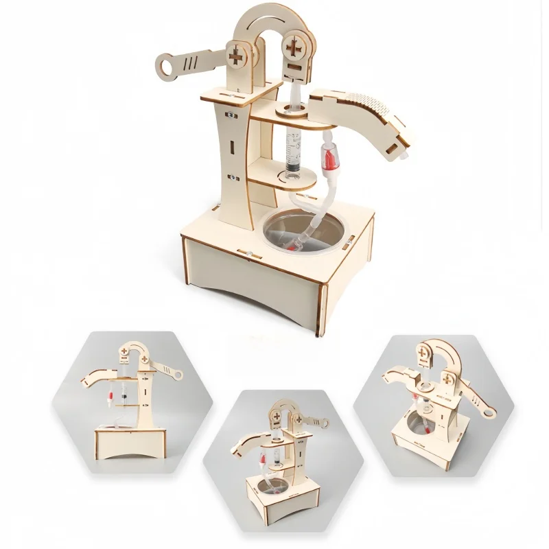 Holzpumpenmaschine Modell Puzzles Kinder Wissenschaft Spielzeug Lustige Technologie Physik Kit Lernspielzeug für Kinder Lernspielzeug