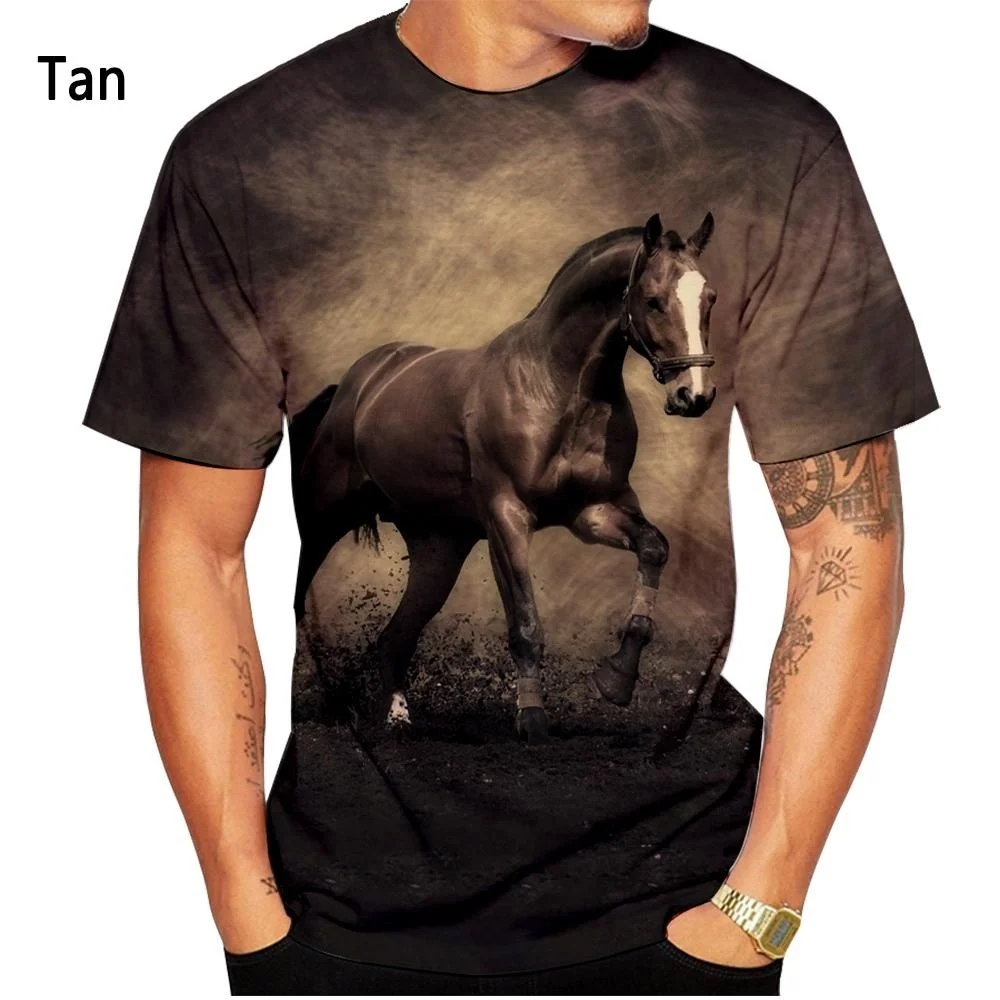 New Fashion Animal Horse 3D Printed T-shirt Men's and Women's Summer Casual Short Sleeve Personality Street Cool T-shirt