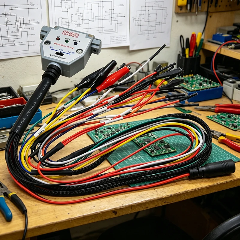 SM2 PRO 3 J2534 Boot Bench Cable DB25 LED Light Version, Professional ECU Programming Bench Cable for VCI ECU Flash BATT VCC K‑Line CAN Bus