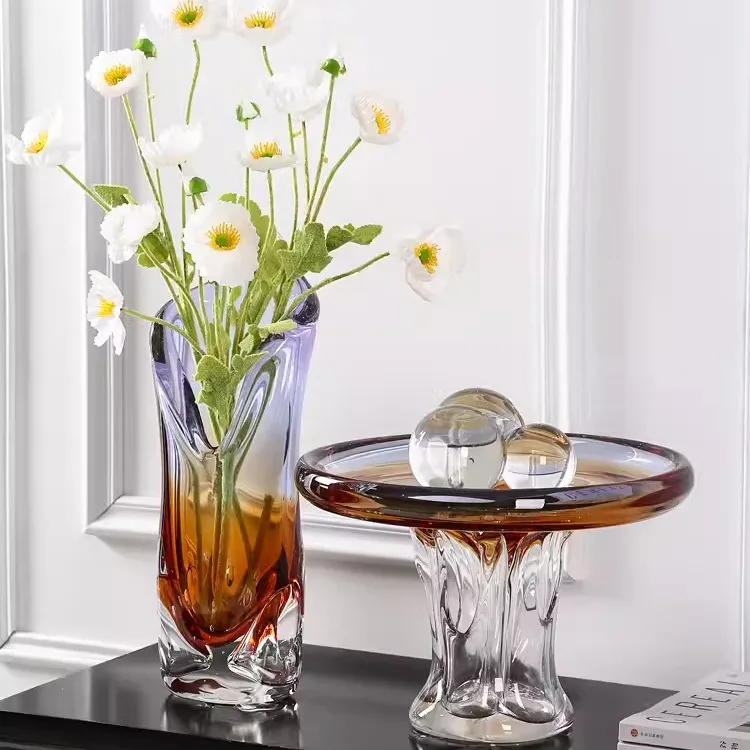 Light luxury glazed vase fruit plate color hydroponics living room entrance dining table homestay flower ware decoration heavy g