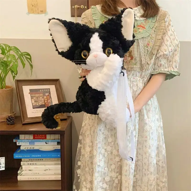 35cm German Cat Backpack Simulation Plush Toy Handmade Doll Cartoon Anime Cute Pillow Cushion Home Decoration Children's Birthda