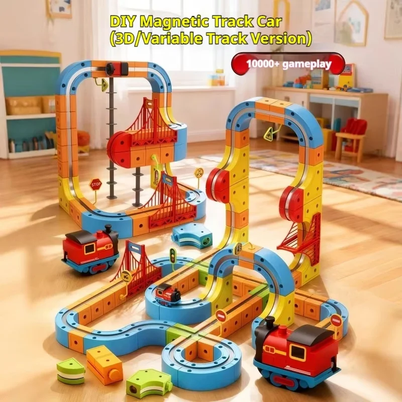 Magic Track Cube Puzzle Toy for Kids - High-Speed Orbit Electric Magnetic Suction Assembly Game for Boys And Christmas gift