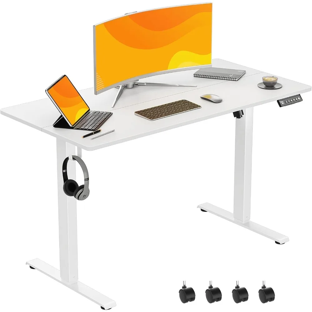 

48 x 24 Inch Electric Standing Desk Adjustable Height with Wheels,Sit Stand Up Desk,Home Office, Rising Desk,Computer Workstatio