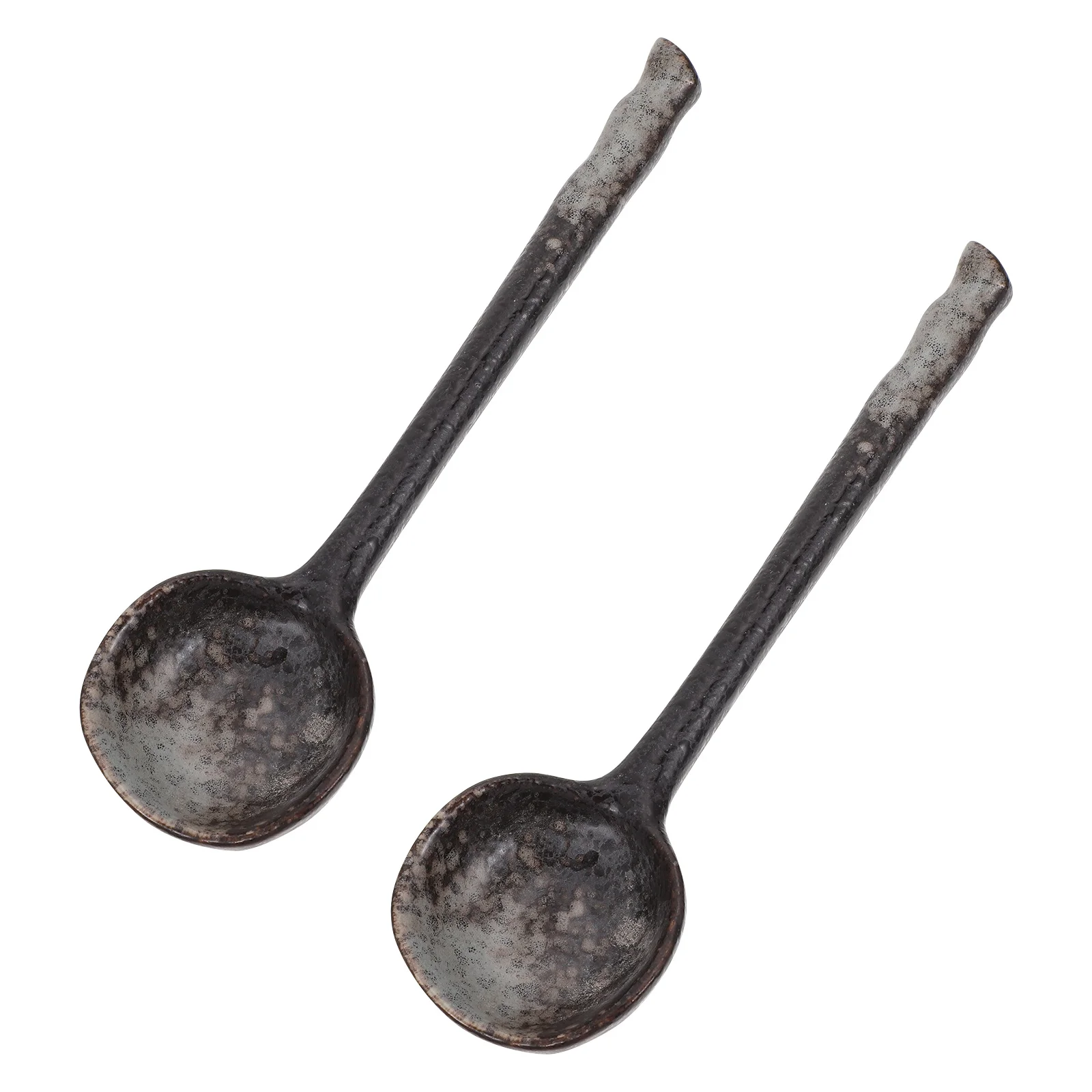 

2Pcs Eco Friendly Ceramic Soup Spoons Straight Handle Comfortable Grip Home Kitchen Tableware Soup Spoon Rice Spoon