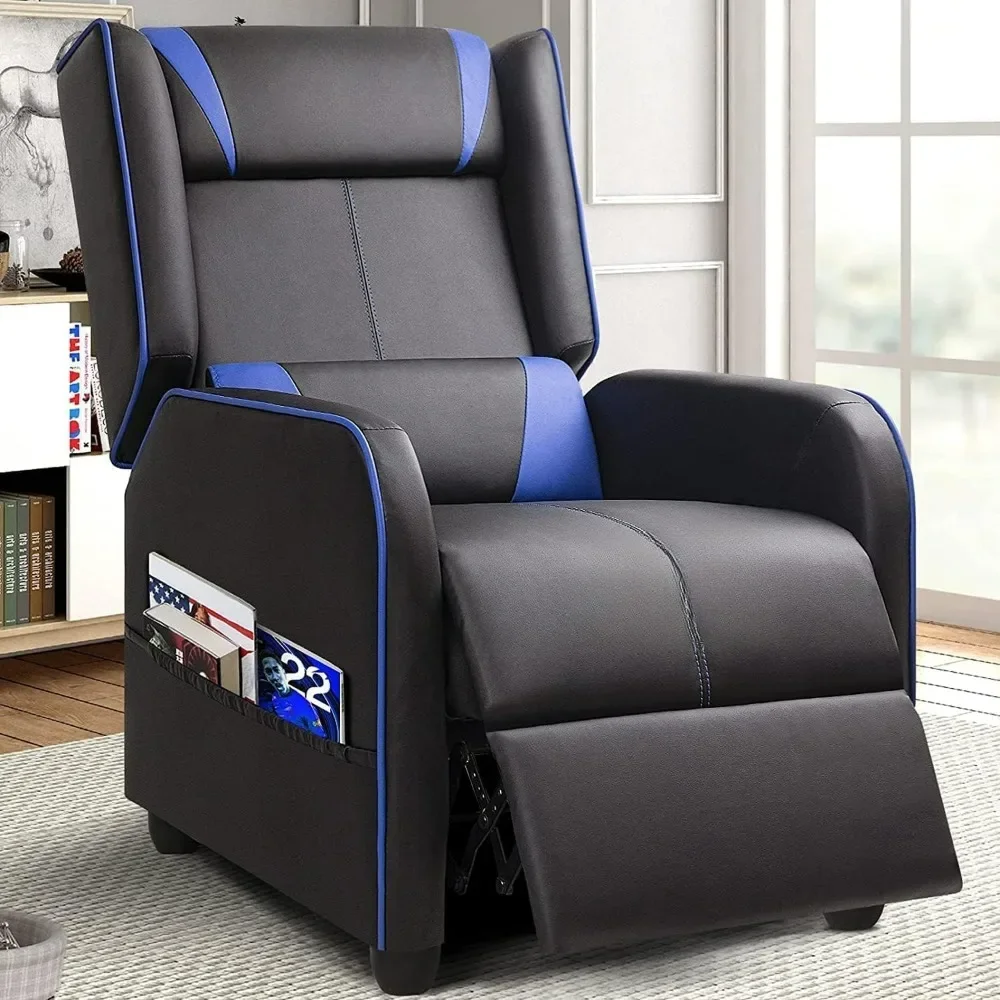 Gaming Recliner Chair, Racing Style Single Ergonomic Lounge Sofa Modern PU Leather Reclining Home Theater Seat for Gaming Room