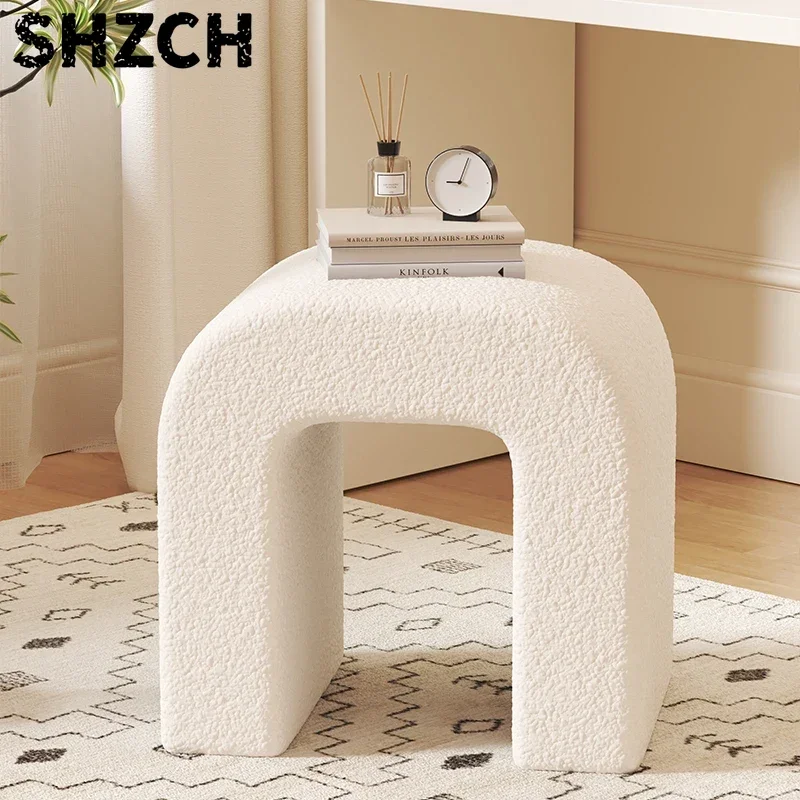 Makeup stool light luxury high sense girls bedroom dresser chair Internet celebrity modern simple ins cream wind low stool