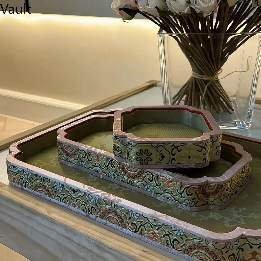 Palace Silk Jewelry Display Tray, Eid Mubarak Beads Storage Box & Perfume Organizer, Luxury Velvet Viewing Plate