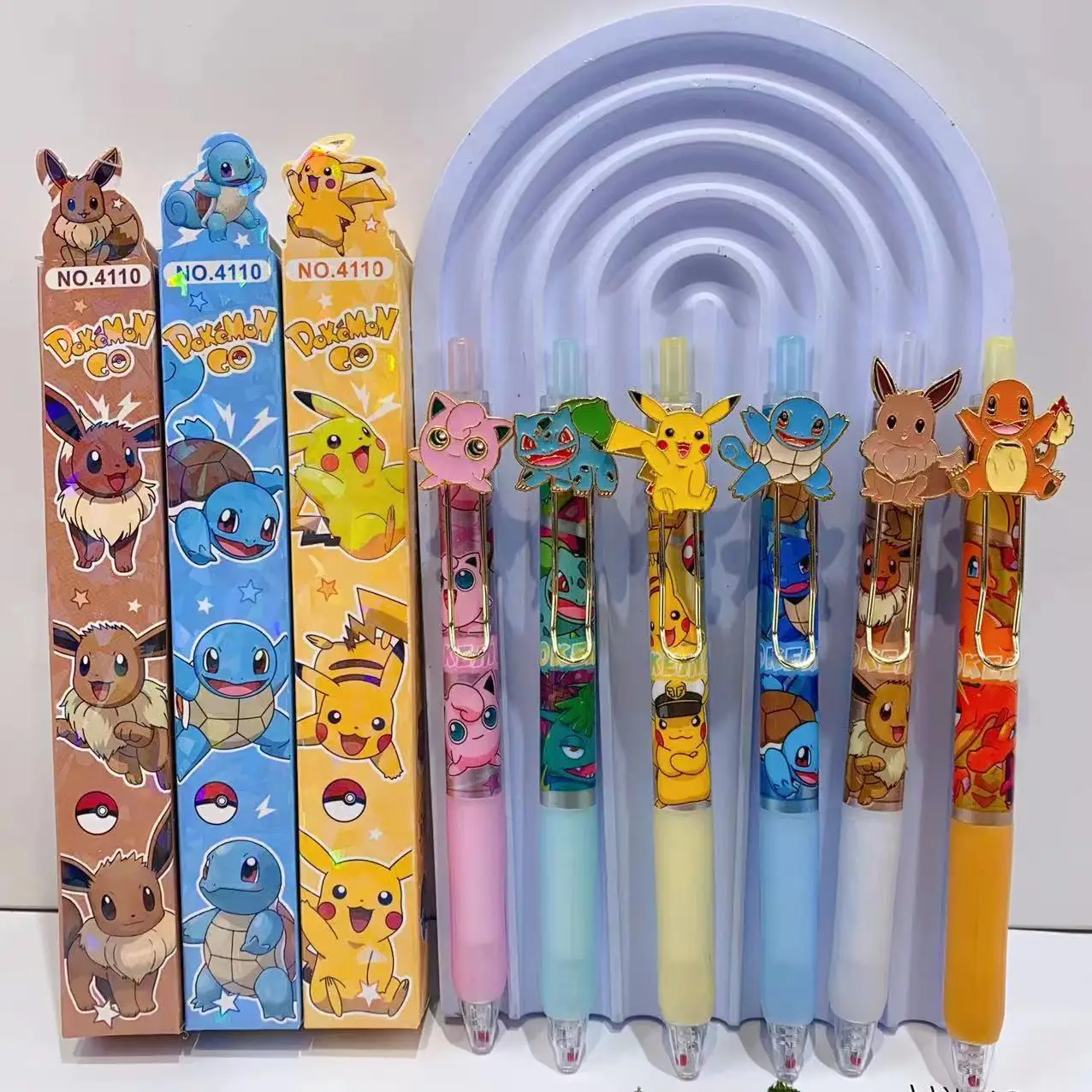 24pcs/lot Kawaii Pokemon Press Gel Pen Cute 0.5mm Black Ink Signature Pens Promotional Gift Office School Supplies