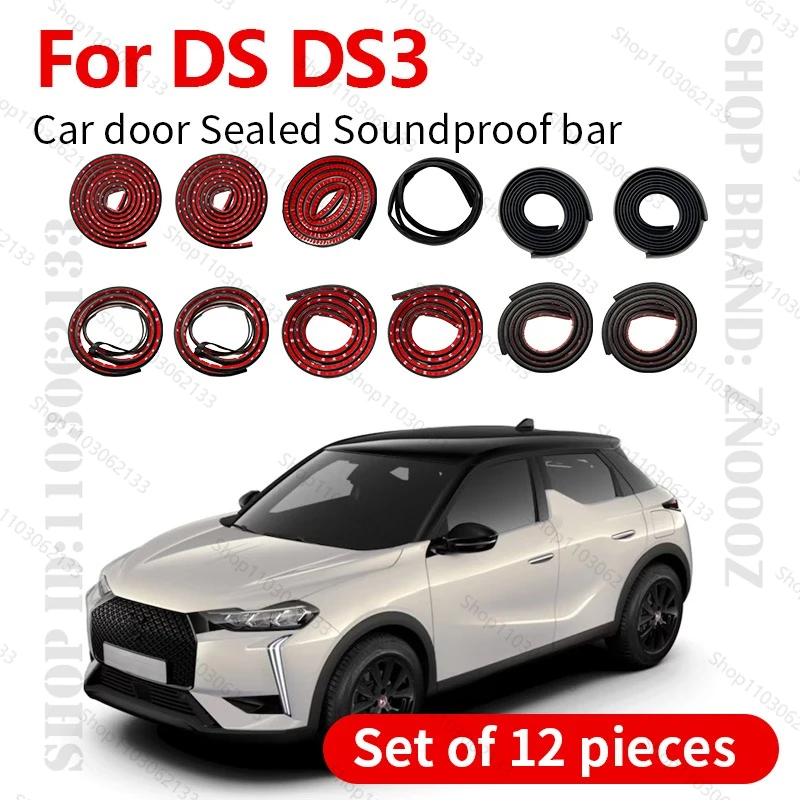 

For 2010-2019 DS DS3 Car Door Seal Strip Rubber Double Layer Sealing Protector Soundproof Strip Dustproof Seal Strip 12PCS Set