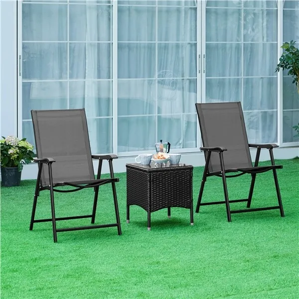 

Patio Folding Dining Chairs Camping Chairs All Weather Breathable Lawn Chairs