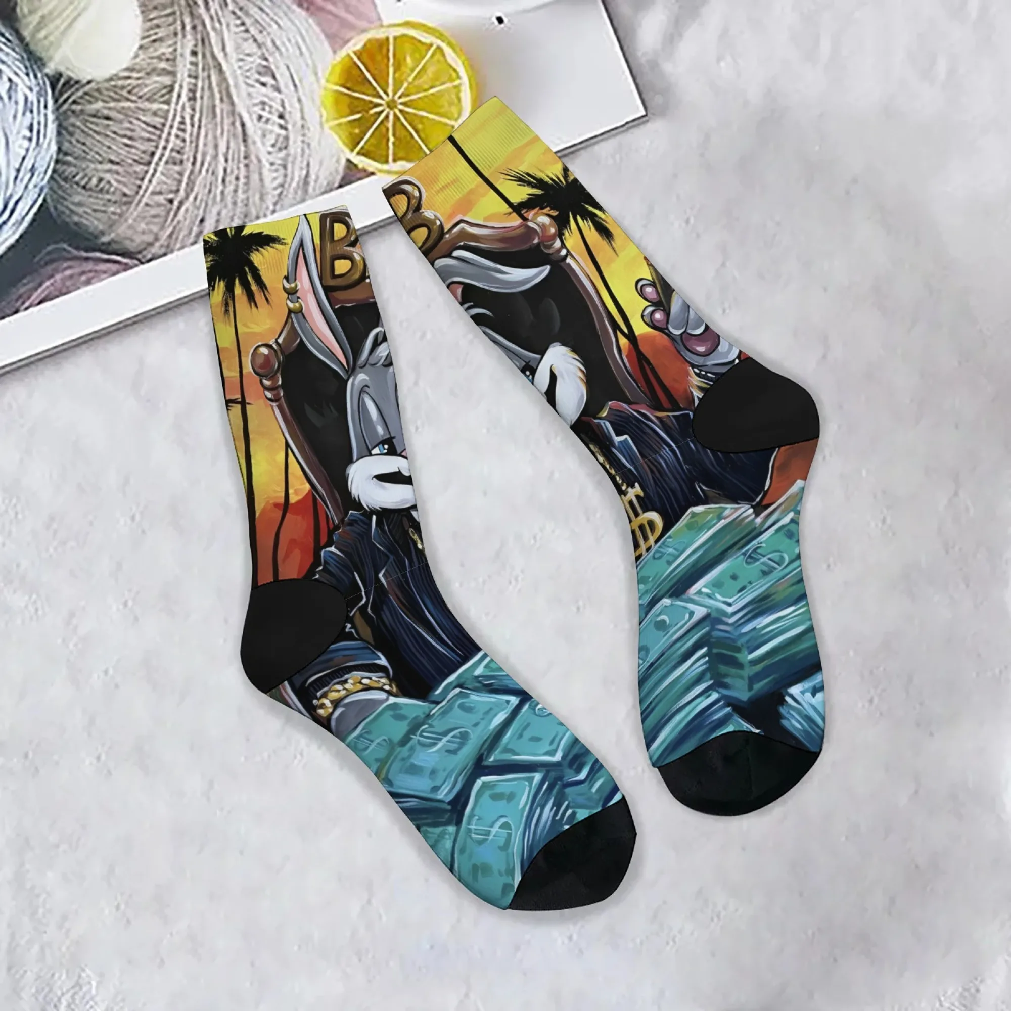 الهيب هوب الكرتون الأرنب رئيس نمط عارضة الرجال الجوارب مريحة للتنفس عدم الانزلاق الجوارب الجدة المتناثرة الرجعية طاقم الجوارب